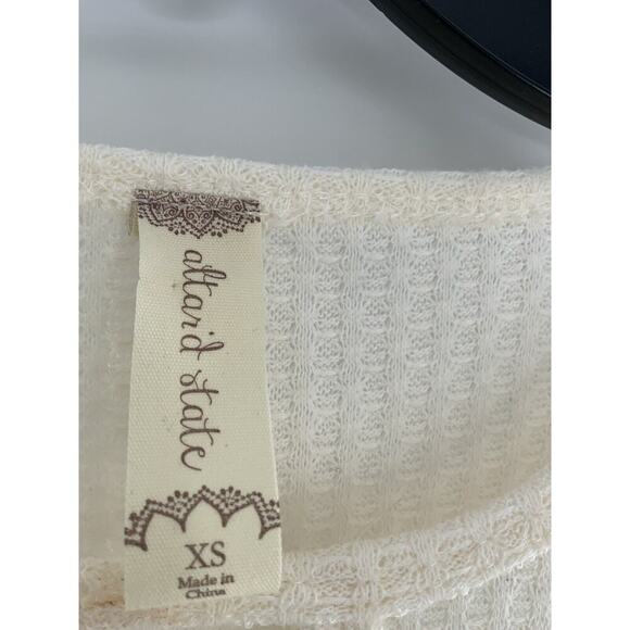 Altar'd State Blouse Women Sz XS Boho Babydoll Long Sleeve Oversized Waffle Knit - Picture 9 of 11